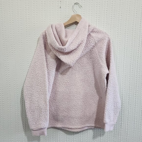 PINK Victoria's Secret Light Pink Sherpa Half Zip Hoodie Sweater Size Small - Picture 12 of 12